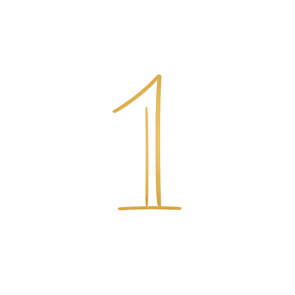 Gold number '1' on a white background