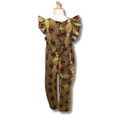 Za’hirah Romper by Young World by Ruth, handmade African print romper with flutter sleeves and snap-back closure, made in Canada