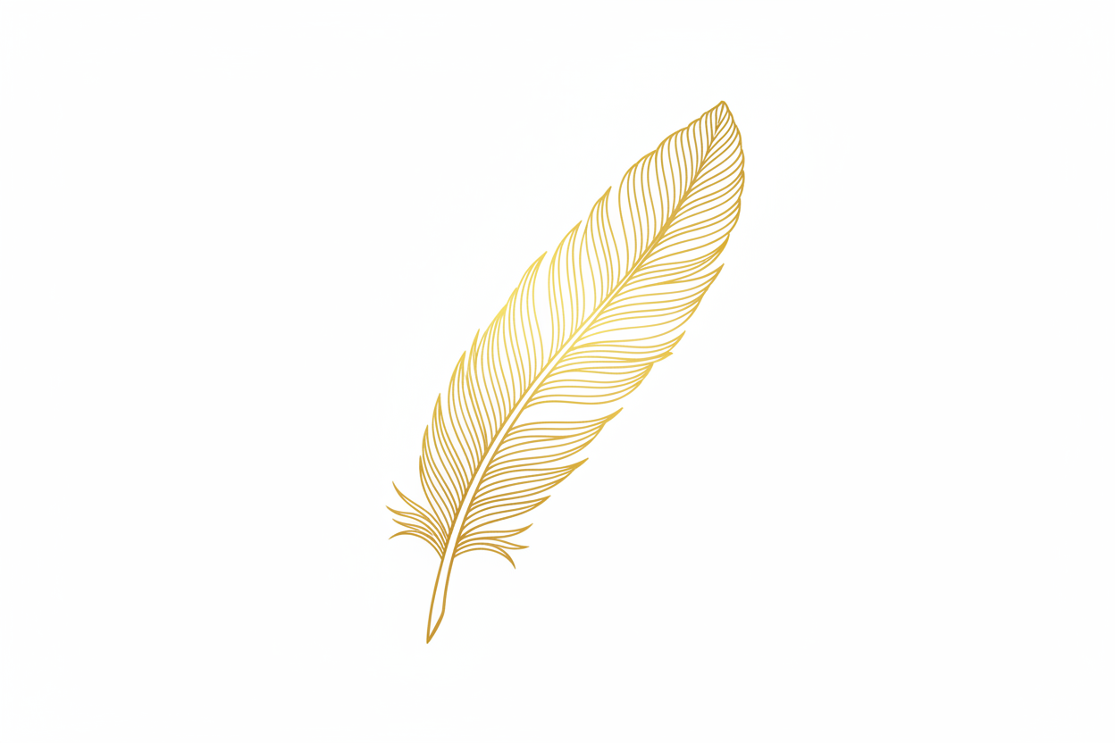 Feather outline in gold