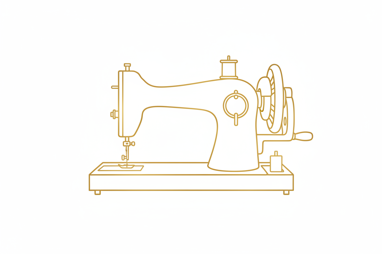 Sewing machine outline in gold