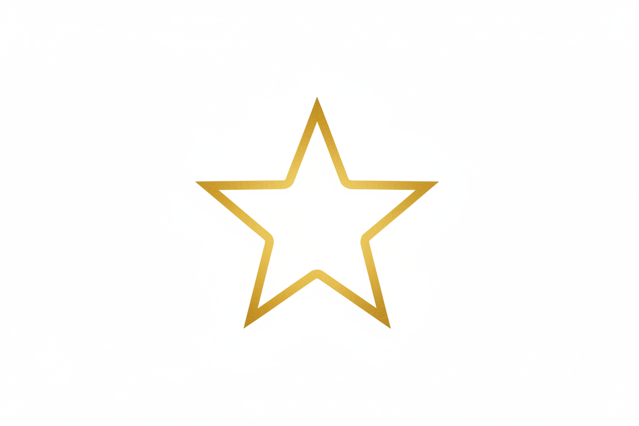 Simple line drawing of a star in gold