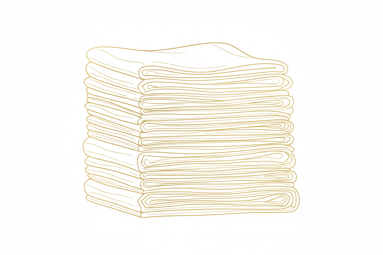 Stack of folded fabric outline in gold