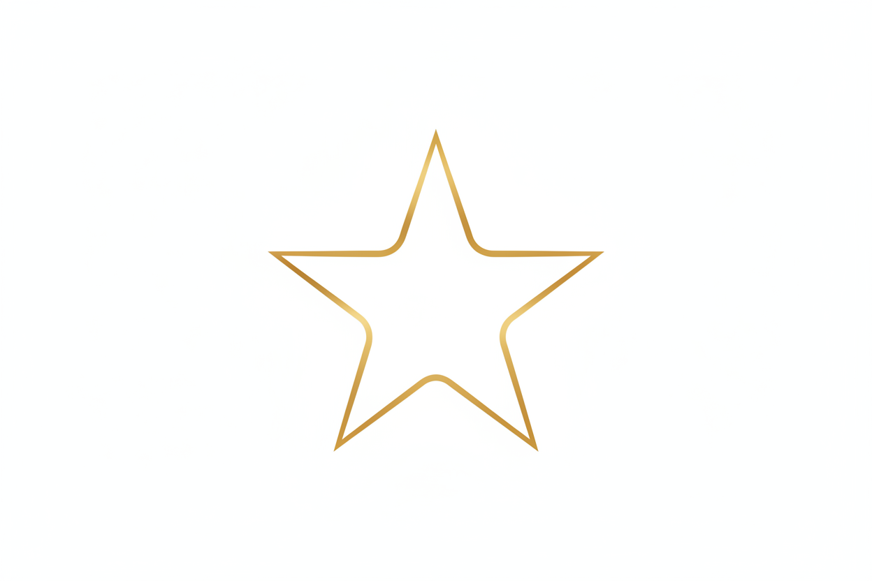 Thin outline of a star in gold